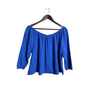 Atelier Delphine Afton Top size S Cobalt Blue Cotton Gauze Blouse